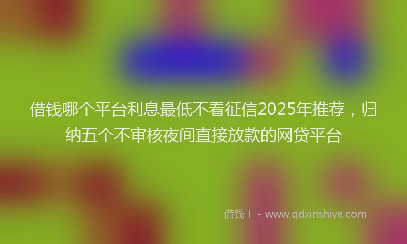 借钱哪个平台利息最低不看征信2025年推荐，归纳五个不审核夜间直接放款的网贷平台