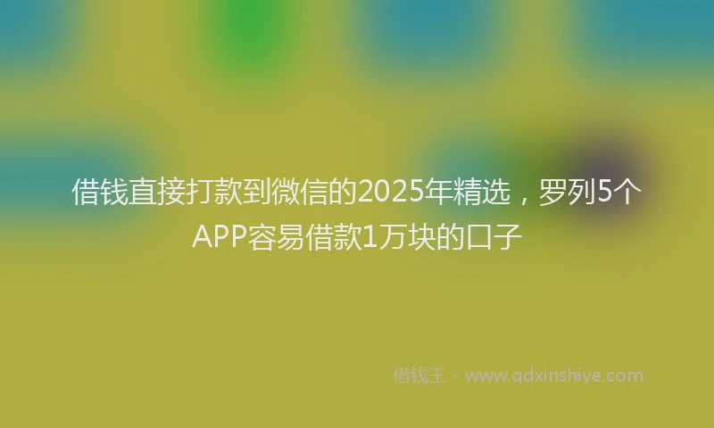 借钱直接打款到微信的2025年精选，罗列5个APP容易借款1万块的口子