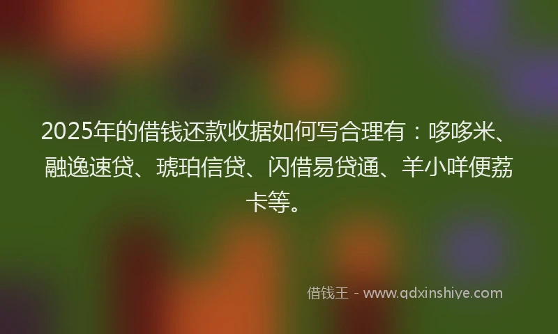 2025年的借钱还款收据如何写合理有：哆哆米、融逸速贷、琥珀信贷、闪借易贷通、羊小咩便荔卡等。