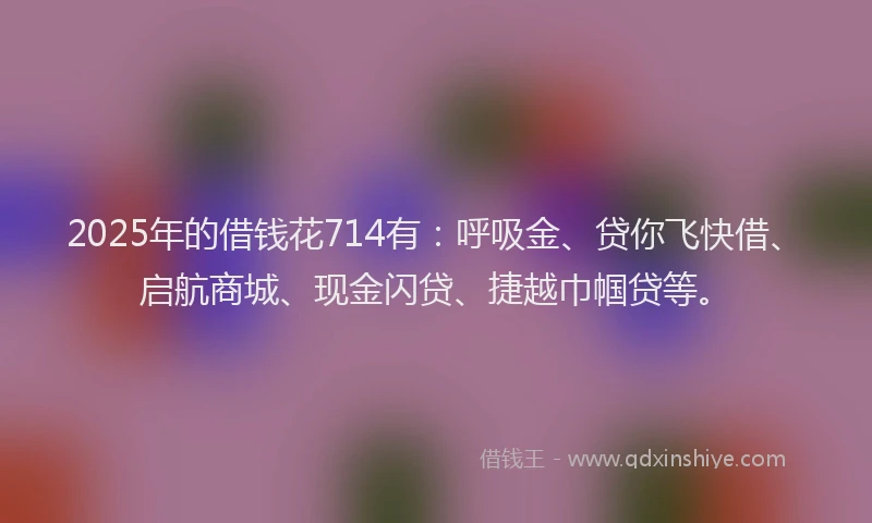 2025年的借钱花714有：呼吸金、贷你飞快借、启航商城、现金闪贷、捷越巾帼贷等。