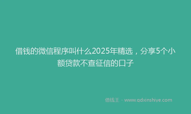 借钱的微信程序叫什么2025年精选，分享5个小额贷款不查征信的口子