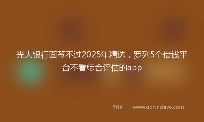 光大银行面签不过2025年精选，罗列5个借钱平台不看综合评估的app
