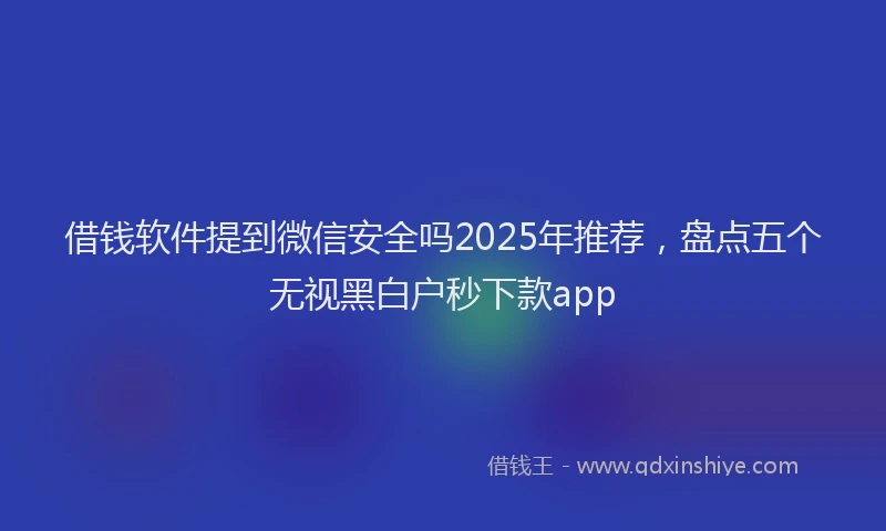 借钱软件提到微信安全吗2025年推荐，盘点五个无视黑白户秒下款app