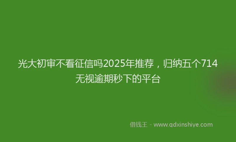 光大初审不看征信吗2025年推荐，归纳五个714无视逾期秒下的平台