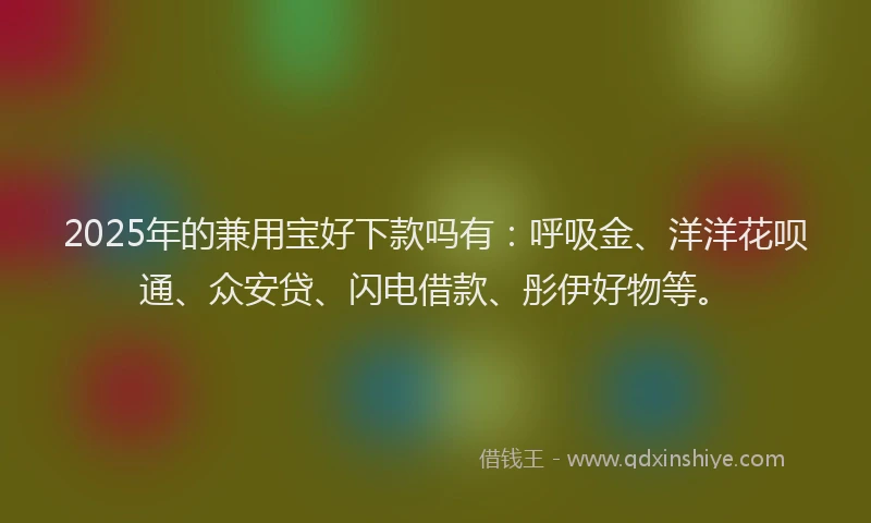 2025年的兼用宝好下款吗有：呼吸金、洋洋花呗通、众安贷、闪电借款、彤伊好物等。