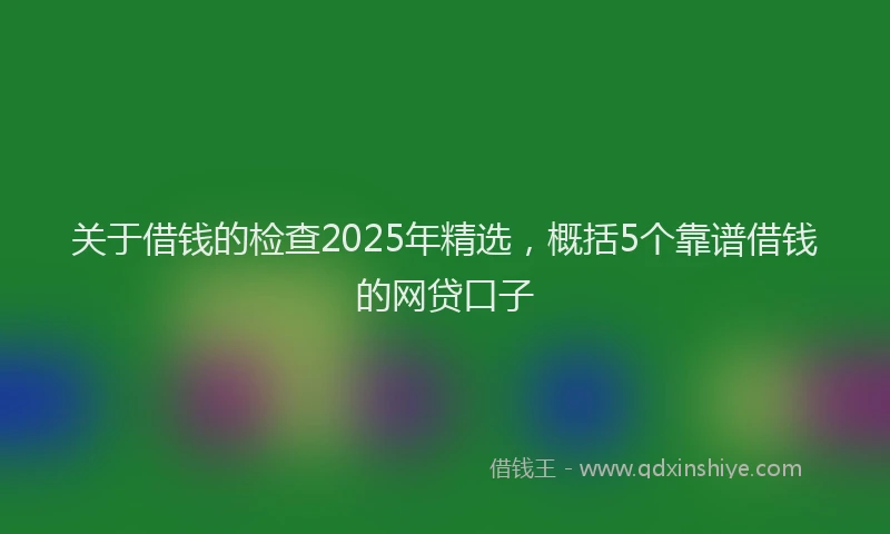 关于借钱的检查2025年精选，概括5个靠谱借钱的网贷口子