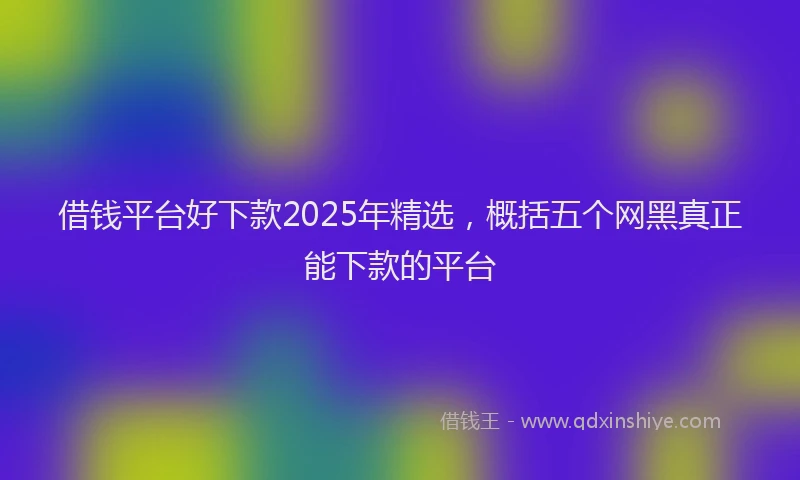 借钱平台好下款2025年精选，概括五个网黑真正能下款的平台