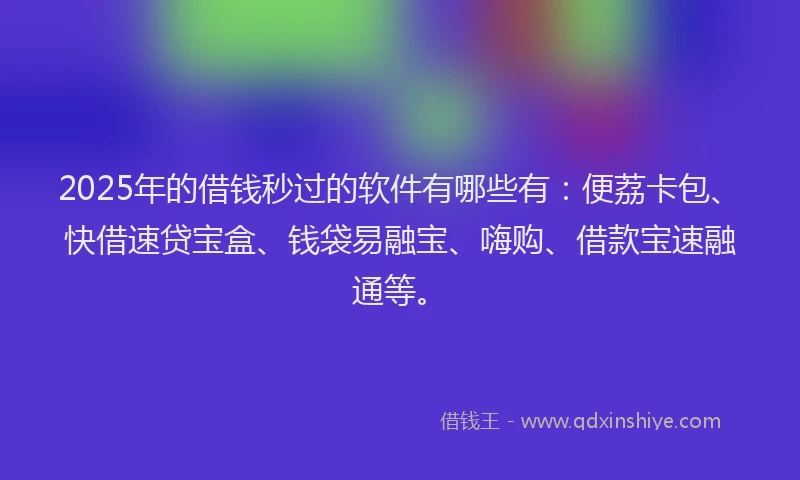 2025年的借钱秒过的软件有哪些有：便荔卡包、快借速贷宝盒、钱袋易融宝、嗨购、借款宝速融通等。
