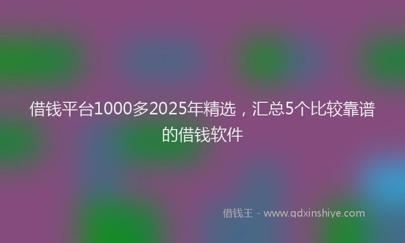 借钱平台1000多2025年精选，汇总5个比较靠谱的借钱软件
