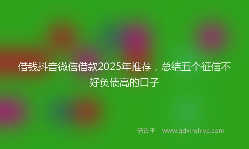 借钱抖音微信借款2025年推荐，总结五个征信不好负债高的口子