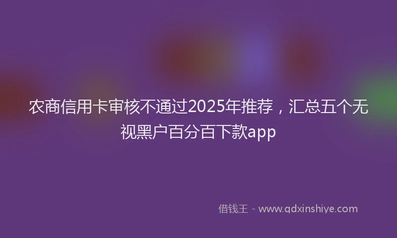 农商信用卡审核不通过2025年推荐，汇总五个无视黑户百分百下款app