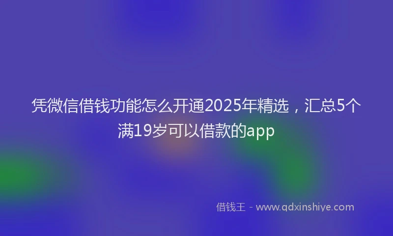 凭微信借钱功能怎么开通2025年精选，汇总5个满19岁可以借款的app