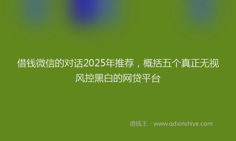 借钱微信的对话2025年推荐，概括五个真正无视风控黑白的网贷平台