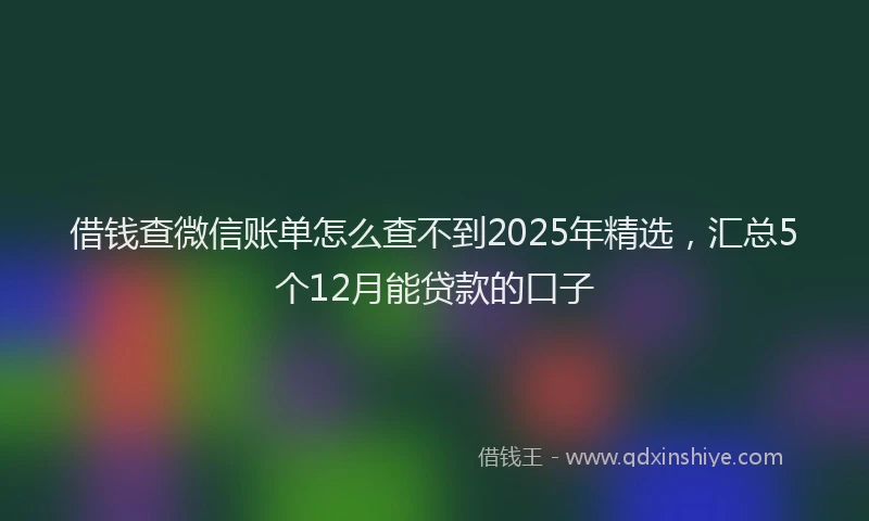 借钱查微信账单怎么查不到2025年精选，汇总5个12月能贷款的口子
