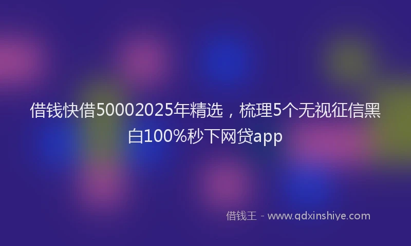 借钱快借50002025年精选，梳理5个无视征信黑白100%秒下网贷app