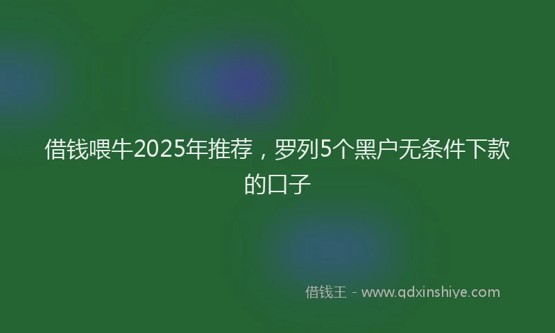 借钱喂牛2025年推荐，罗列5个黑户无条件下款的口子