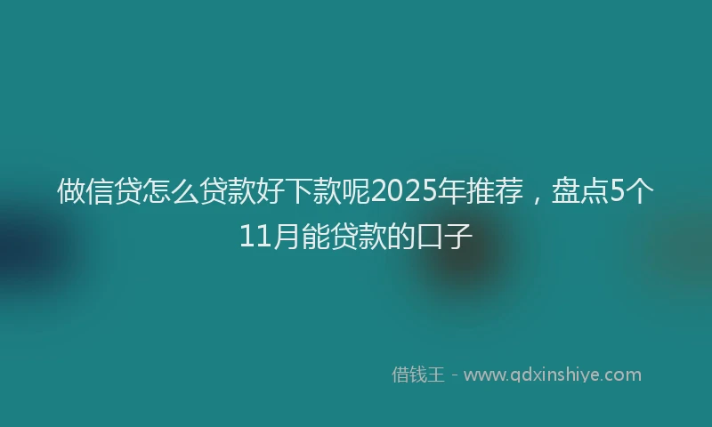 做信贷怎么贷款好下款呢2025年推荐，盘点5个11月能贷款的口子