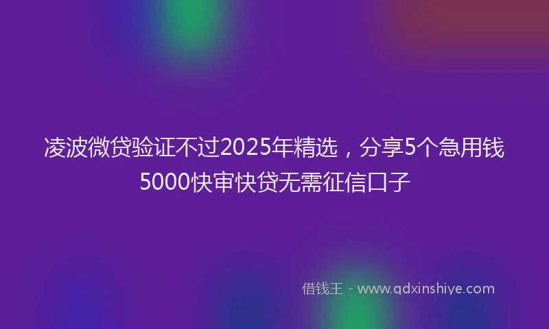 凌波微贷验证不过2025年精选，分享5个急用钱5000快审快贷无需征信口子