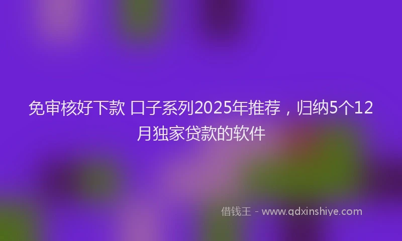 免审核好下款 口子系列2025年推荐，归纳5个12月独家贷款的软件