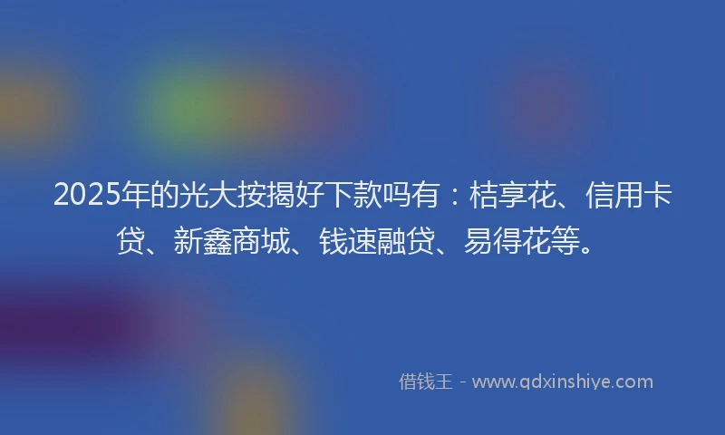 2025年的光大按揭好下款吗有：桔享花、信用卡贷、新鑫商城、钱速融贷、易得花等。