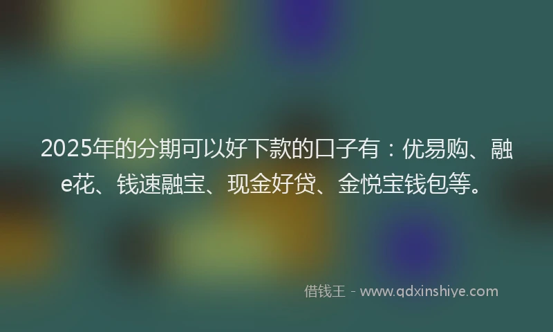 2025年的分期可以好下款的口子有：优易购、融e花、钱速融宝、现金好贷、金悦宝钱包等。