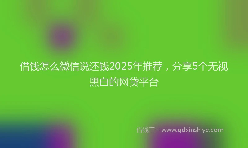 借钱怎么微信说还钱2025年推荐，分享5个无视黑白的网贷平台