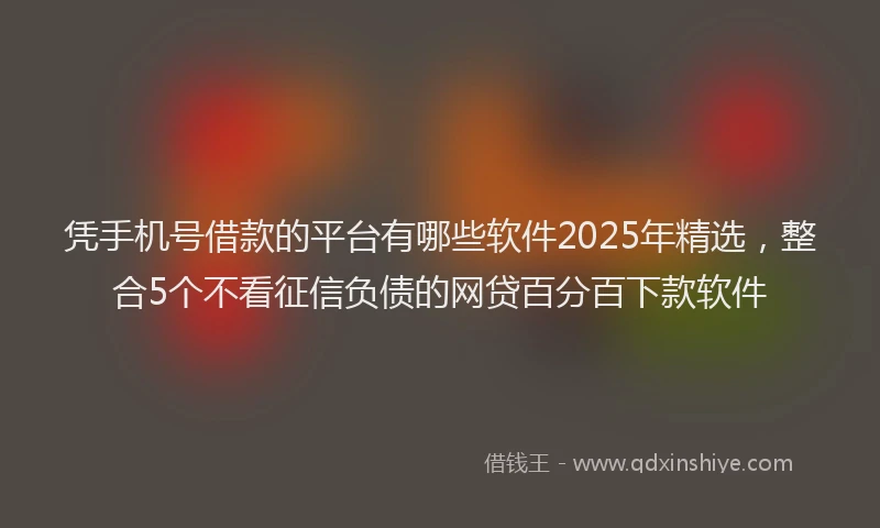 凭手机号借款的平台有哪些软件2025年精选，整合5个不看征信负债的网贷百分百下款软件