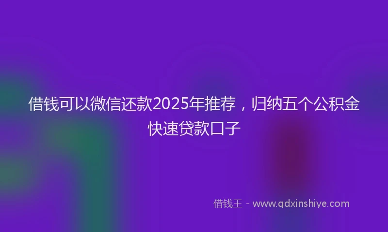 借钱可以微信还款2025年推荐，归纳五个公积金快速贷款口子