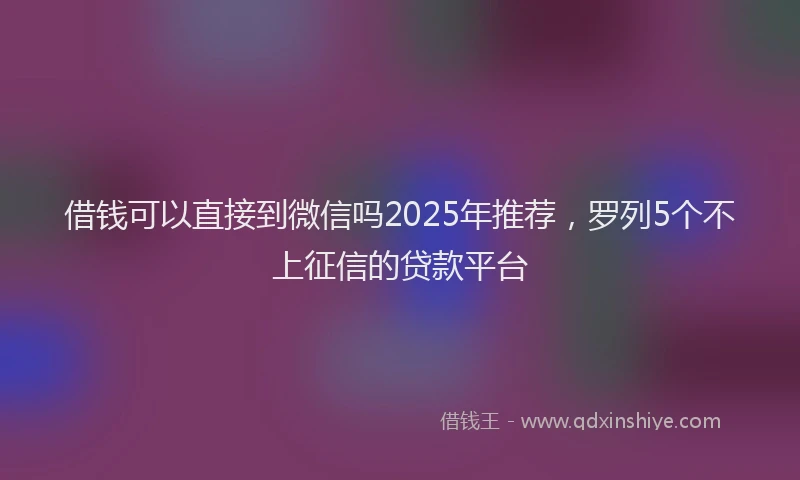 借钱可以直接到微信吗2025年推荐，罗列5个不上征信的贷款平台