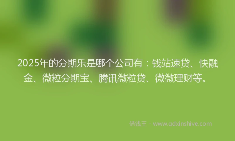 2025年的分期乐是哪个公司有：钱站速贷、快融金、微粒分期宝、腾讯微粒贷、微微理财等。