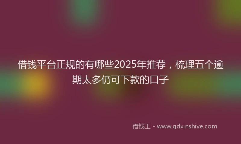 借钱平台正规的有哪些2025年推荐，梳理五个逾期太多仍可下款的口子
