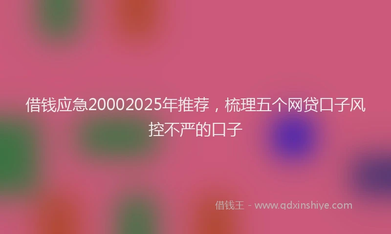 借钱应急20002025年推荐，梳理五个网贷口子风控不严的口子