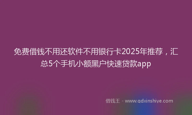 免费借钱不用还软件不用银行卡2025年推荐，汇总5个手机小额黑户快速贷款app