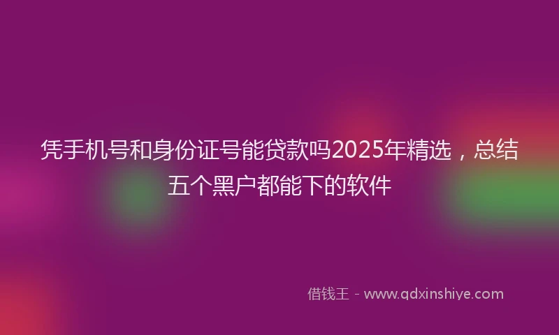 凭手机号和身份证号能贷款吗2025年精选，总结五个黑户都能下的软件