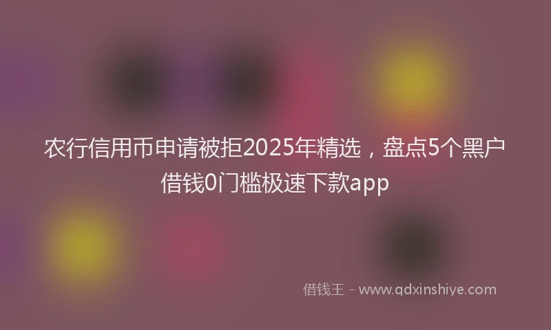 农行信用币申请被拒2025年精选，盘点5个黑户借钱0门槛极速下款app