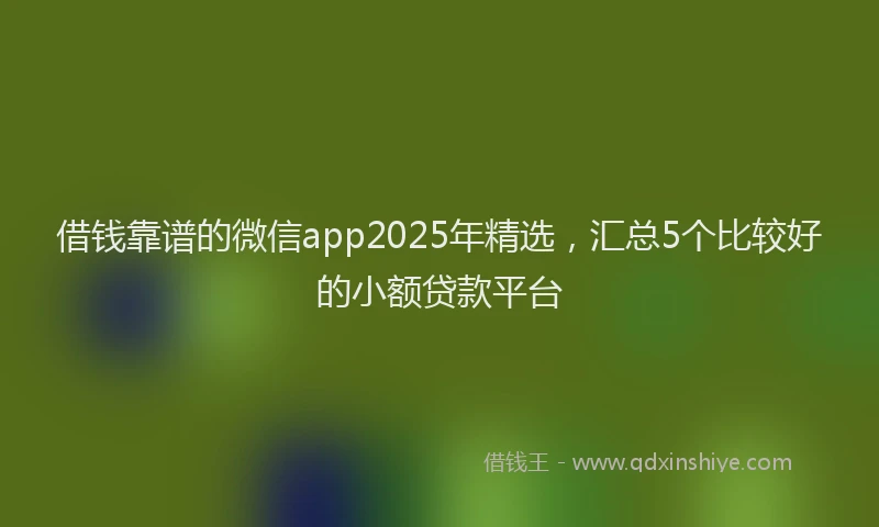 借钱靠谱的微信app2025年精选，汇总5个比较好的小额贷款平台