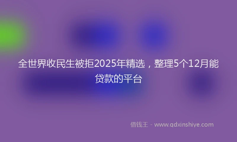 全世界收民生被拒2025年精选，整理5个12月能贷款的平台