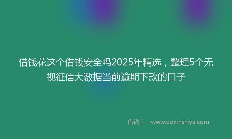 借钱花这个借钱安全吗2025年精选，整理5个无视征信大数据当前逾期下款的口子