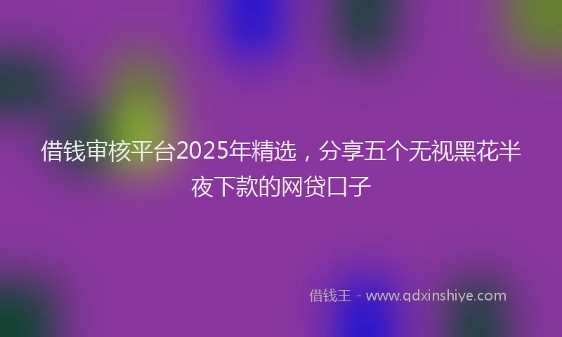 借钱审核平台2025年精选，分享五个无视黑花半夜下款的网贷口子