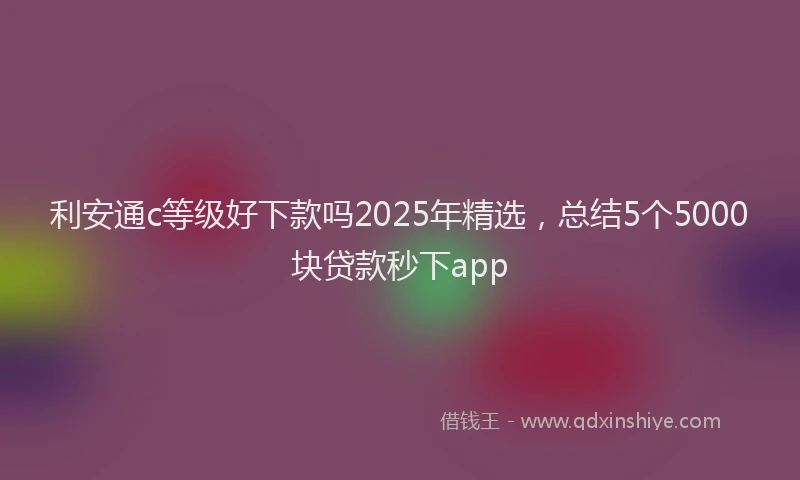 利安通c等级好下款吗2025年精选，总结5个5000块贷款秒下app
