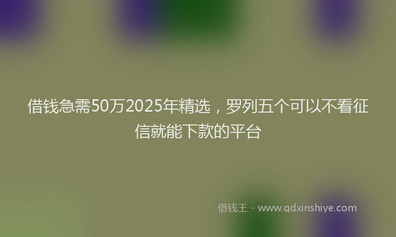 借钱急需50万2025年精选，罗列五个可以不看征信就能下款的平台