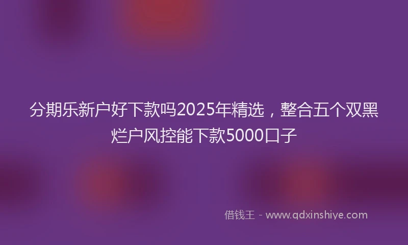 分期乐新户好下款吗2025年精选，整合五个双黑烂户风控能下款5000口子