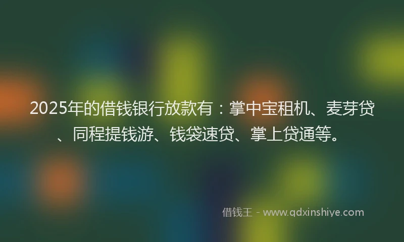 2025年的借钱银行放款有：掌中宝租机、麦芽贷、同程提钱游、钱袋速贷、掌上贷通等。