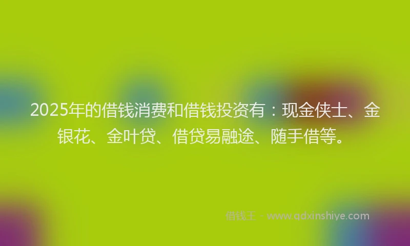 2025年的借钱消费和借钱投资有：现金侠士、金银花、金叶贷、借贷易融途、随手借等。