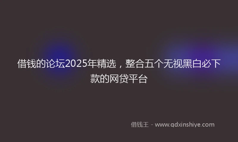借钱的论坛2025年精选，整合五个无视黑白必下款的网贷平台