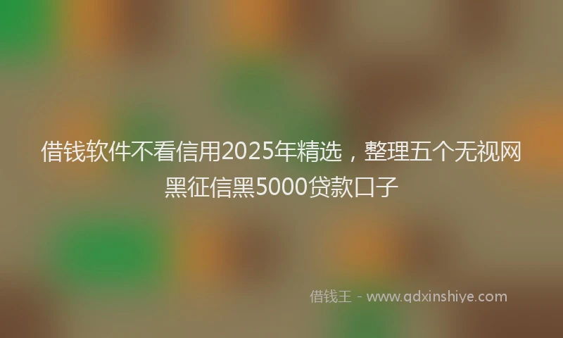 借钱软件不看信用2025年精选，整理五个无视网黑征信黑5000贷款口子