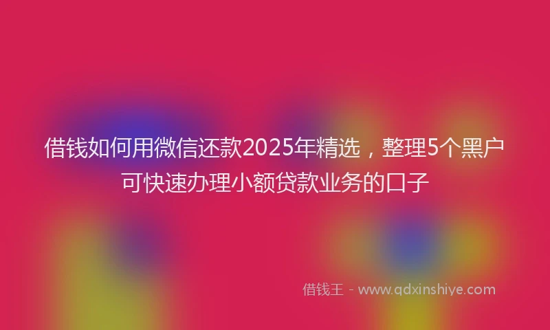 借钱如何用微信还款2025年精选，整理5个黑户可快速办理小额贷款业务的口子