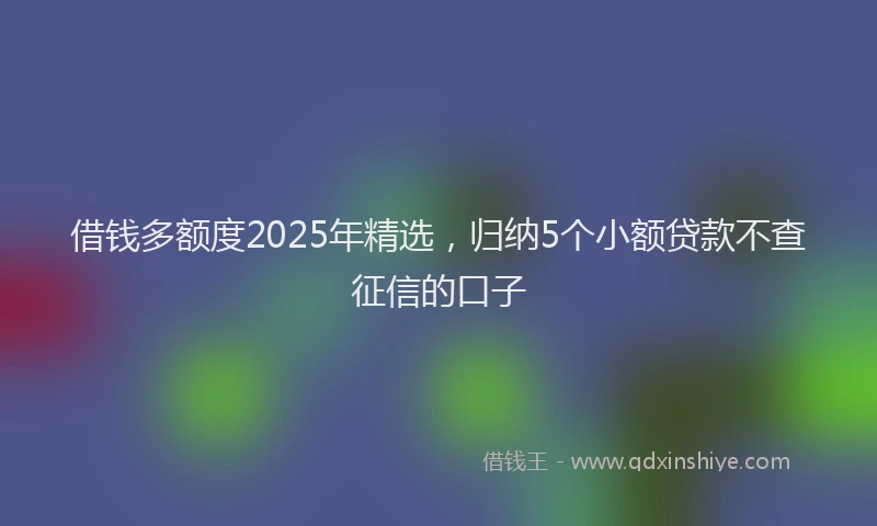 借钱多额度2025年精选，归纳5个小额贷款不查征信的口子