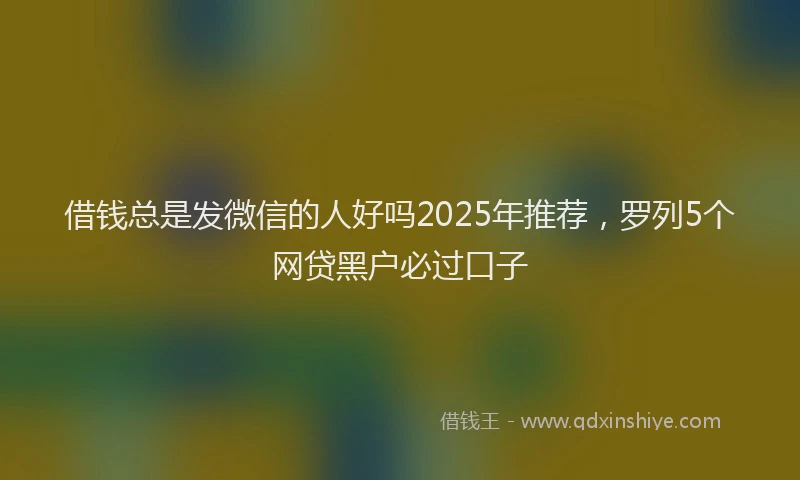 借钱总是发微信的人好吗2025年推荐，罗列5个网贷黑户必过口子