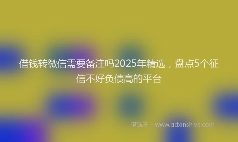 借钱转微信需要备注吗2025年精选，盘点5个征信不好负债高的平台